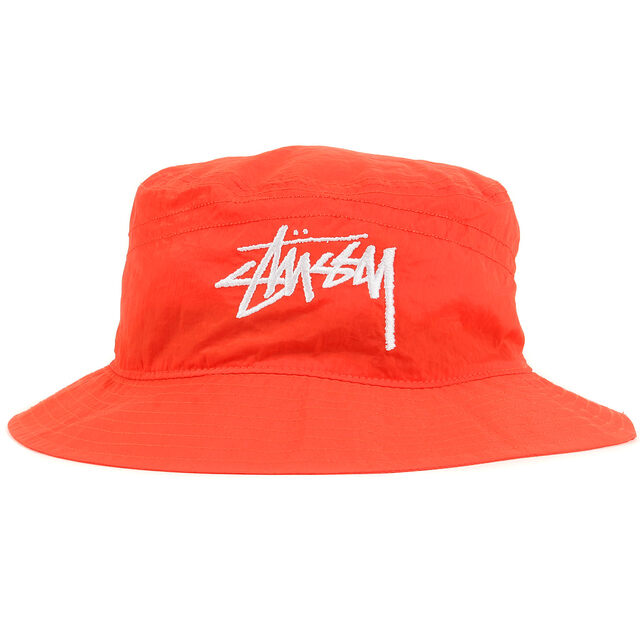 STUSSY ステューシー ハット NIKE ナイキ ストックロゴ ナイロン バケットハット Bucket Hat CT8411-634 20SS  オレンジ L/XL 帽子 コラボ 【メンズ】【中古】【美品】 【即納大特価】