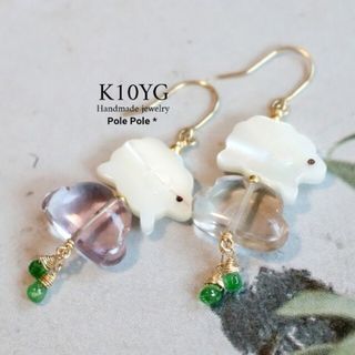 【再…販】雲を駆ける♪*。K10YG 羊シェイプのピアス(ピアス)