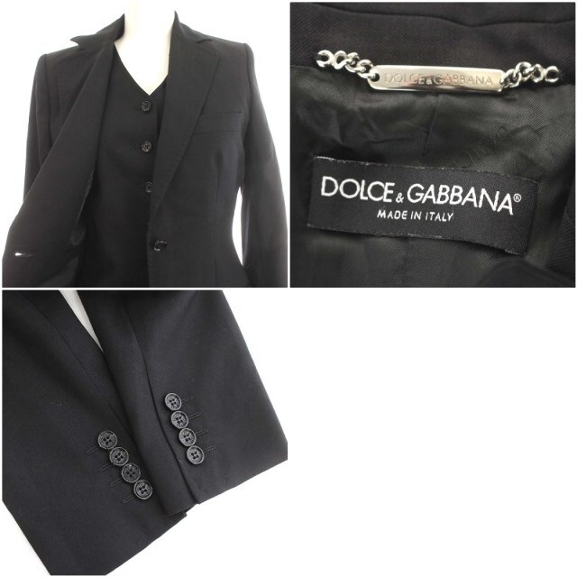 DOLCE&GABBANA(ドルチェアンドガッバーナ)のDOLCE&GABBANA スーツセット ジャケット ベスト パンツ 黒 S相 レディースのフォーマル/ドレス(スーツ)の商品写真