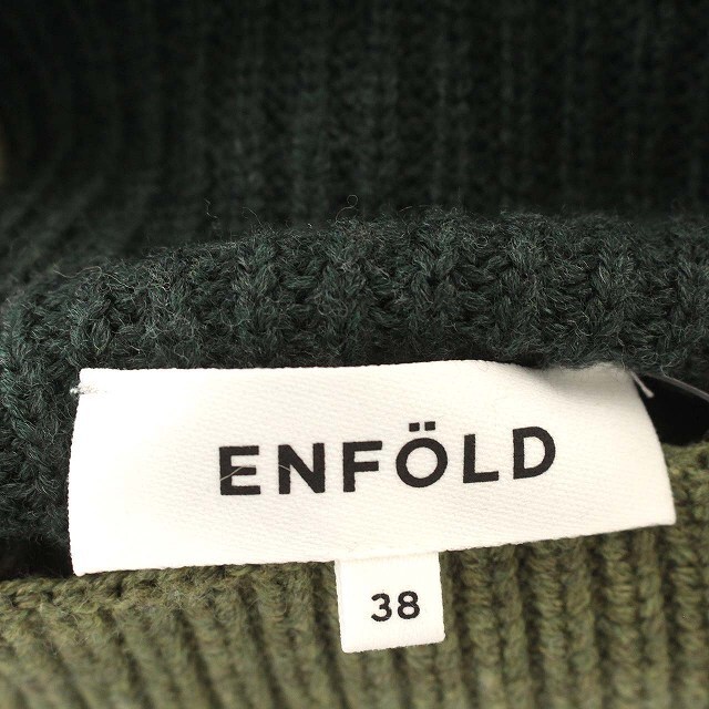 エンフォルド ENFOLD カラーブロック ハイネック ニット 38 カーキ 2