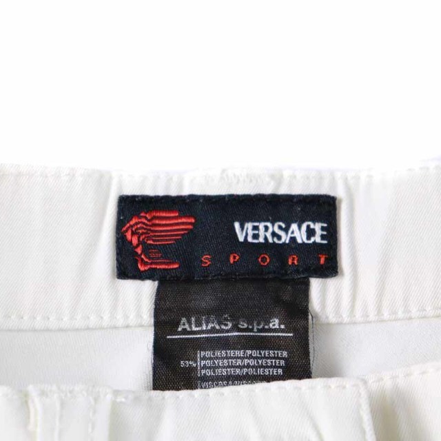 VERSACE(ヴェルサーチ)のヴェルサーチ ヴェルサーチェ SPORT ロングパンツ ロゴボタン 28 M 白 レディースのパンツ(その他)の商品写真