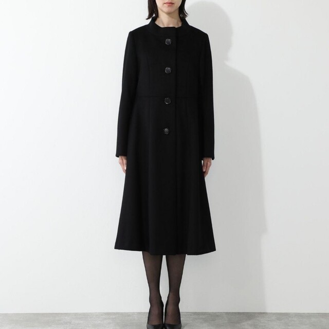 Madame Hiroko(マダムヒロコ)のマダムヒロコ コート ウール 黒 ロング  ショップ チャンネル  新品 13号 レディースのジャケット/アウター(ロングコート)の商品写真