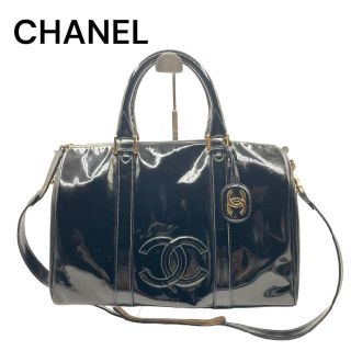 シャネル(CHANEL)の【美品】CHANEL ボストンバック 2WAY ココマーク エナメル ブラック(ボストンバッグ)