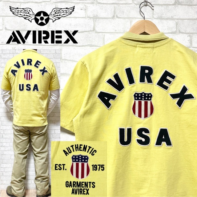 AVIREX アヴィレックス 刺繍 ポロシャツ 半袖 コットン