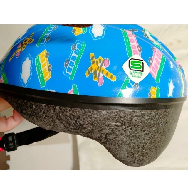 ヘルメット　47〜51cm  電車　踏切　幼児用　男の子　ブルー キッズ/ベビー/マタニティの外出/移動用品(自転車)の商品写真