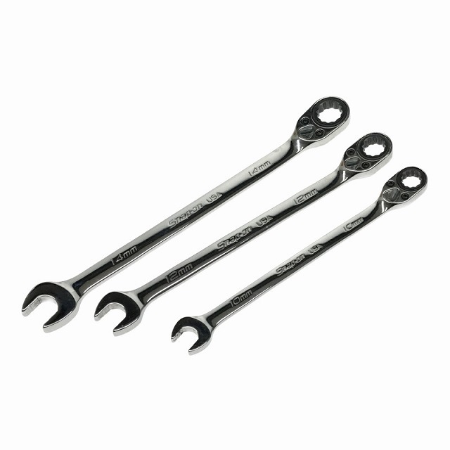 ☆比較的綺麗☆ Snap-on スナップオン ラチェットコンビネーションレンチ 3本セット SOXRRM10/SOXRRM12/SOXRRM14 70075