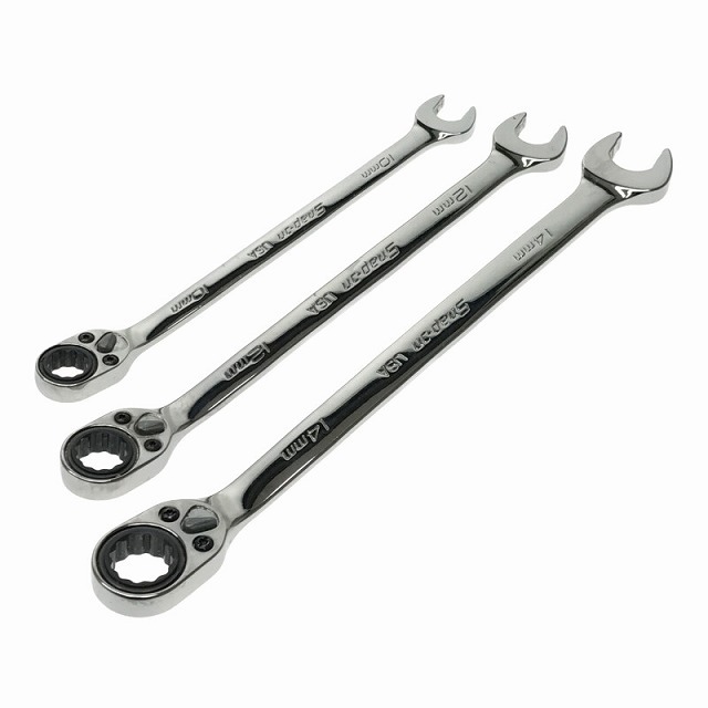 ☆比較的綺麗☆ Snap-on スナップオン ラチェットコンビネーションレンチ 3本セット SOXRRM10/SOXRRM12/SOXRRM14 70075