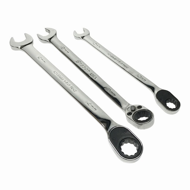 ☆比較的綺麗☆ Snap-on スナップオン ラチェットコンビネーションレンチ 3本セット SOXRRM10/SOXRRM12/SOXRRM14 70075