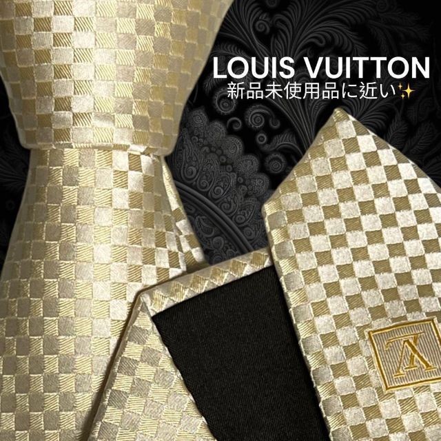 【世界最高峰ネクタイ✨️極美品✨️】LOUIS VUITTON ゴールド ダミエ