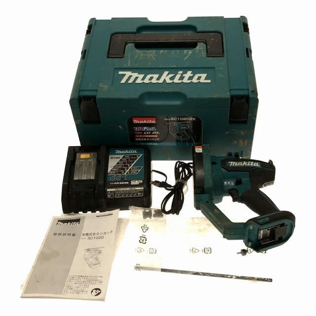 即納お買い得 ☆中古品☆makita マキタ 18V 充電式全ネジカッタ SC102D 充電器(DC18RC) ケース付 全ねじカッター 寸切 工具 