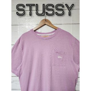 ステューシー(STUSSY)の《大人気》STUSSY ステューシー Tシャツ ピンク 刺繍ロゴ XL ポケット(シャツ)