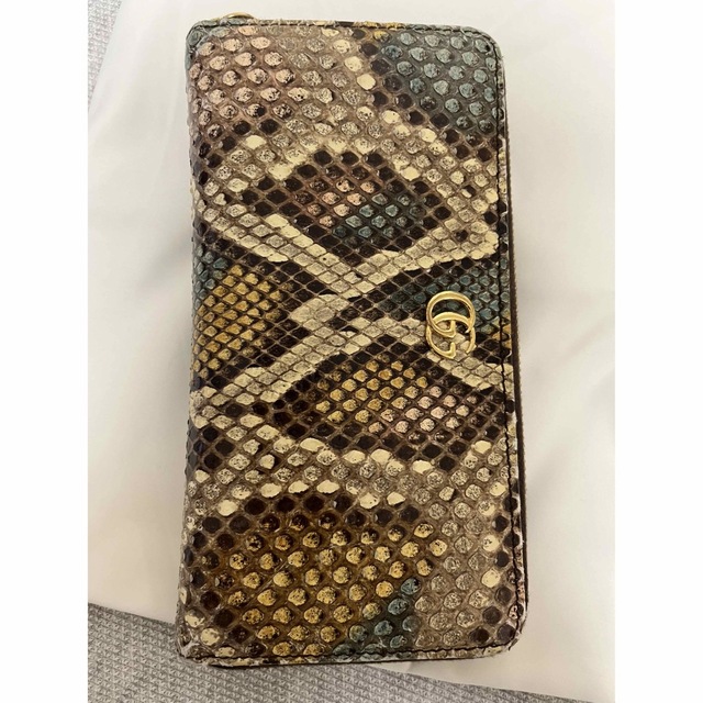 美品 GUCCI グッチ 長財布 ラウンド プチマーモント パイソン GG 蛇-