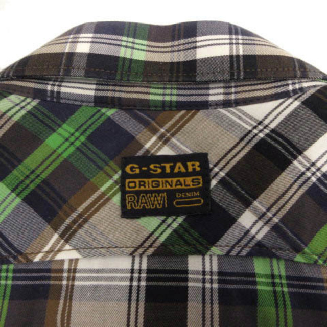 G-STAR RAW(ジースター)のG-Star RAW シャツ 半袖 ロゴ コットン チェック 紺 緑 茶 白 M メンズのトップス(シャツ)の商品写真