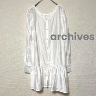 アルシーヴ(archives)の2694 archives 長袖 白シルバー 光沢 チュニック ロングカットソー(カットソー(長袖/七分))