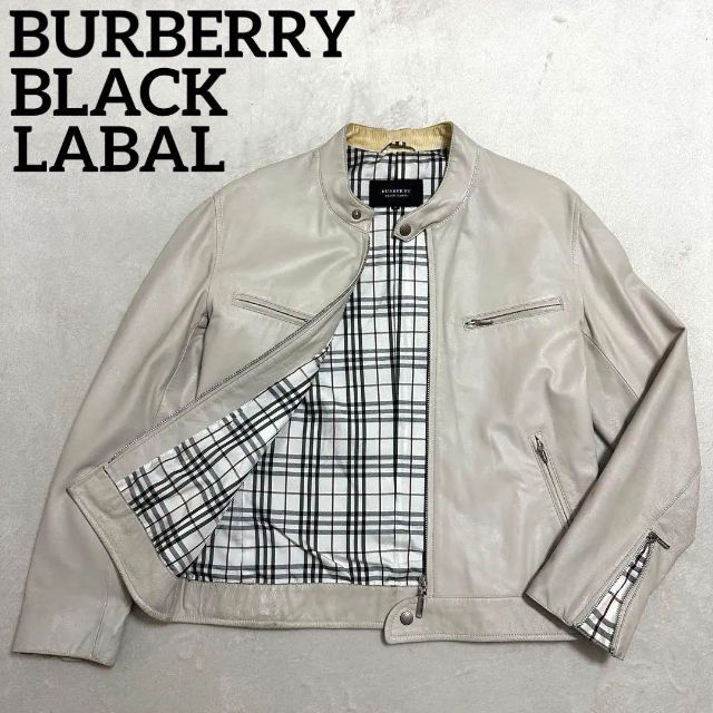 BURBERRY BLACK LABEL - 718 バーバリーブラックレーベル ラムレザーライダースジャケット M ベージュの通販 by