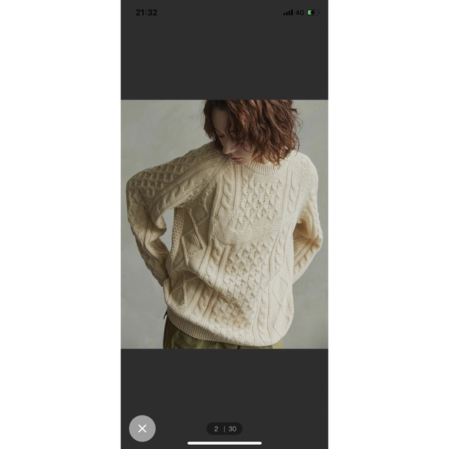 NIKE(ナイキ)の木村拓哉着用 NIKE CABLE KNIT SWEATER ケーブルニット メンズのトップス(ニット/セーター)の商品写真