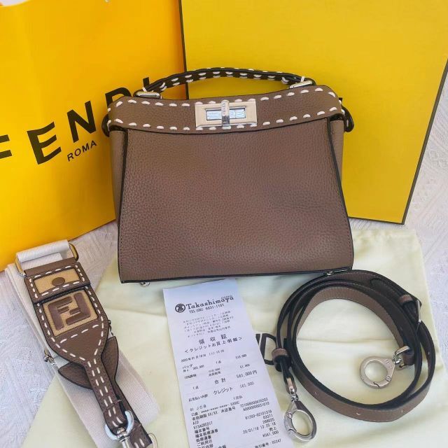 海外最新 FENDI フルグレイン ミニ ピーカブー フェンディ Fendi