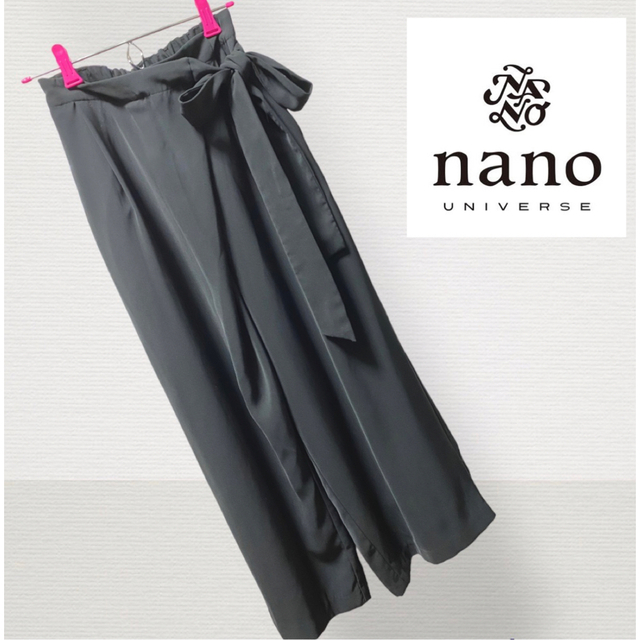 nano・universe(ナノユニバース)の【ナノユニバース】ウエストリボンのワイドパンツ レディースのパンツ(その他)の商品写真