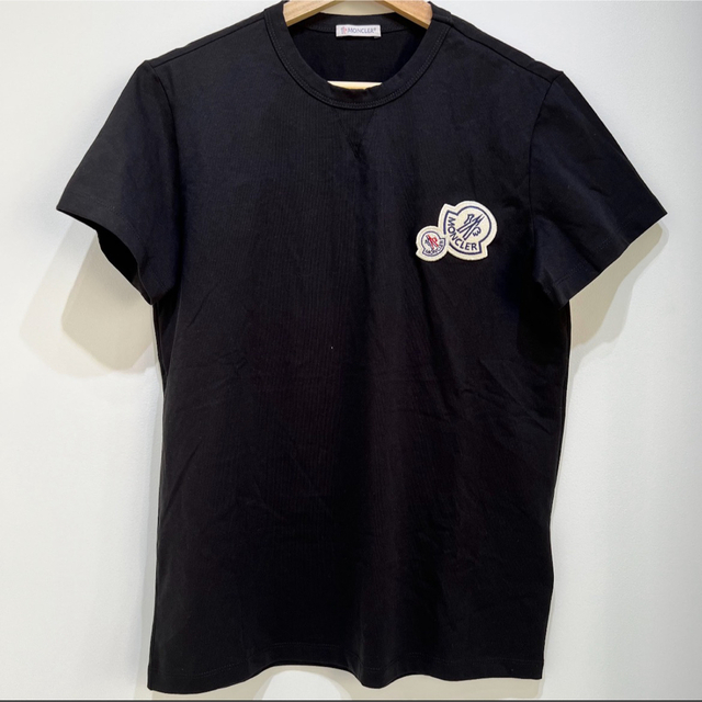 146 MONCLER ホワイト ロゴ クルーネック 半袖 Tシャツ sizeL
