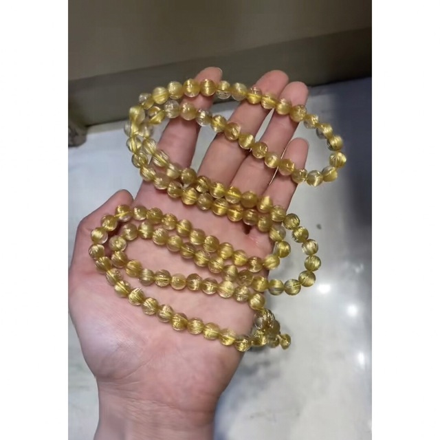 男性に人気! ⭐︎【天然】タイチンルチルクオーツ 7.5mm ブレスレット