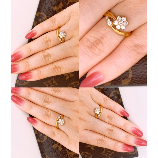 美品❣️D0.50CT✨スイートテン❗️k18フラワーダイヤリング k18リング ...