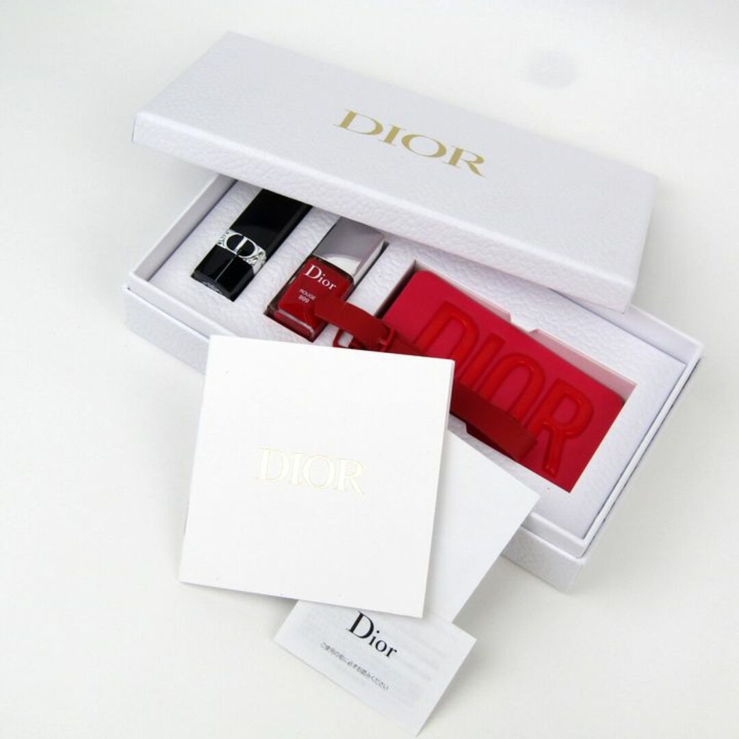 ディオール 口紅/ネイル/ラゲージタグセット 非売品 未使用 ルージュディオール999S ヴェルニ999 コスメ レディース Dior