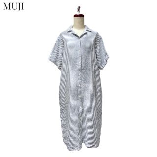 ムジルシリョウヒン(MUJI (無印良品))のMUJI ストライプリネンワンピース　無印良品(ロングワンピース/マキシワンピース)