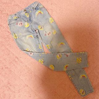 ギャップキッズ(GAP Kids)のGAP ❤️ デニム 色褪せ加工 プリント スマイル 150cm(パンツ/スパッツ)