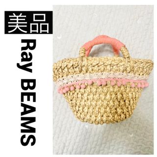 ビームス(BEAMS)のBEAMS ビームス カゴバッグ ミニ トートバッグ 鞄 フリンジ 花柄 ピンク(かごバッグ/ストローバッグ)