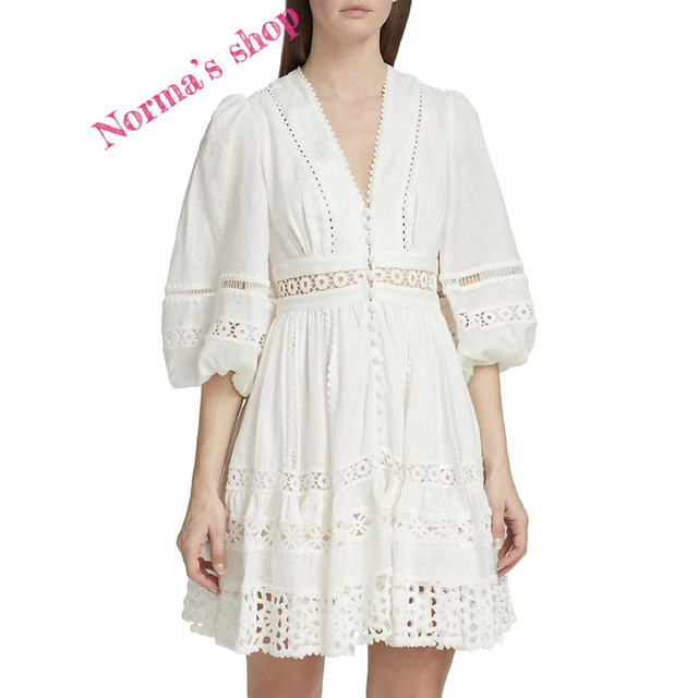 安い 購入 ☀️Zimmermann 人気新作 新品 白 ミニワンピース 16734円