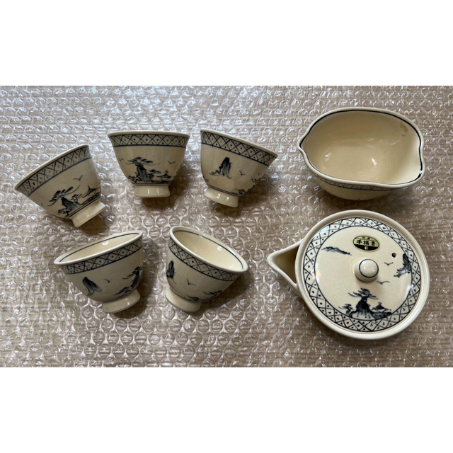 【新品】京焼 仁清山水 三器揃茶器 陶器 食器