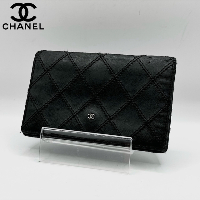 美品 CHANEL 二つ折り財布 ビコローレ ココマーク ラムスキン ロゴ 黒 【新品】 51.0%OFF 