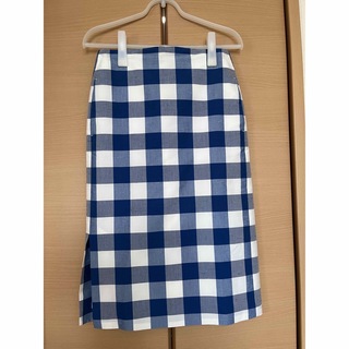マカフィー(MACPHEE)のMACPHEEスカート（青✖️白チェック）(ひざ丈スカート)