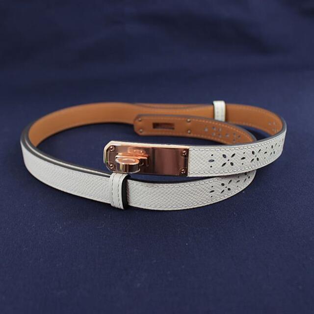 Hermes - エルメス ケリー18 ベルト ホワイト×ピンクゴールド金具 新品