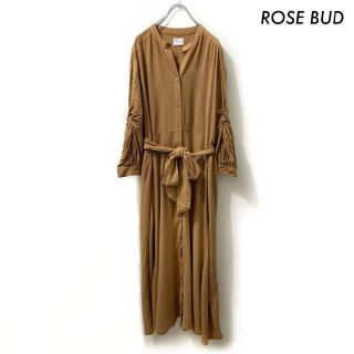 ローズバッド(ROSE BUD)のROSE BUD ローズバッド★7分袖シャツワンピース ねじり袖 ブラウン 茶色(ロングワンピース/マキシワンピース)