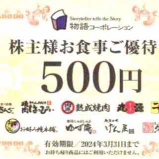 4500円分 物語コーポレーション 株主優待券 焼肉きんぐ ゆず庵 (その他)