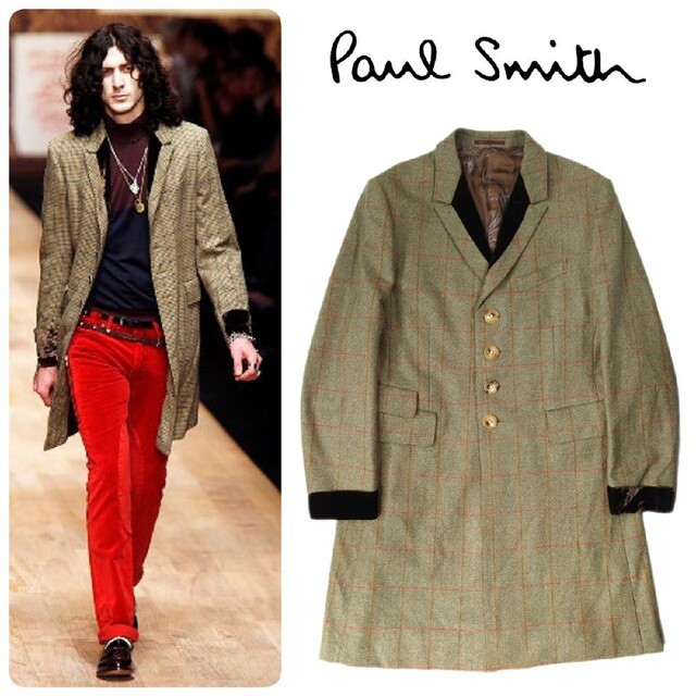 Paul Smith(ポールスミス)の08AW ポールスミス 最高級ウインドウペンミックスウール裏総柄テッズコート L メンズのジャケット/アウター(チェスターコート)の商品写真