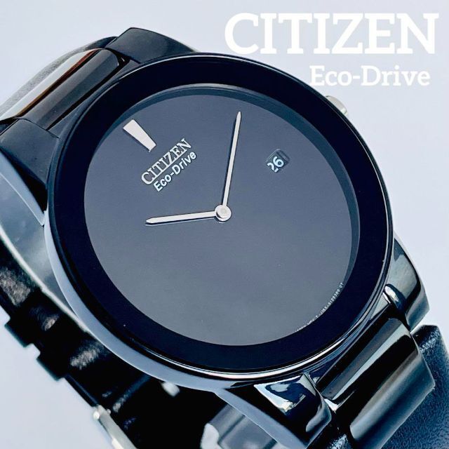 CITIZEN(シチズン)の【新品未使用】シチズン/ソーラー電池/メンズ腕時計/ブラック/レザーバンド メンズの時計(腕時計(アナログ))の商品写真