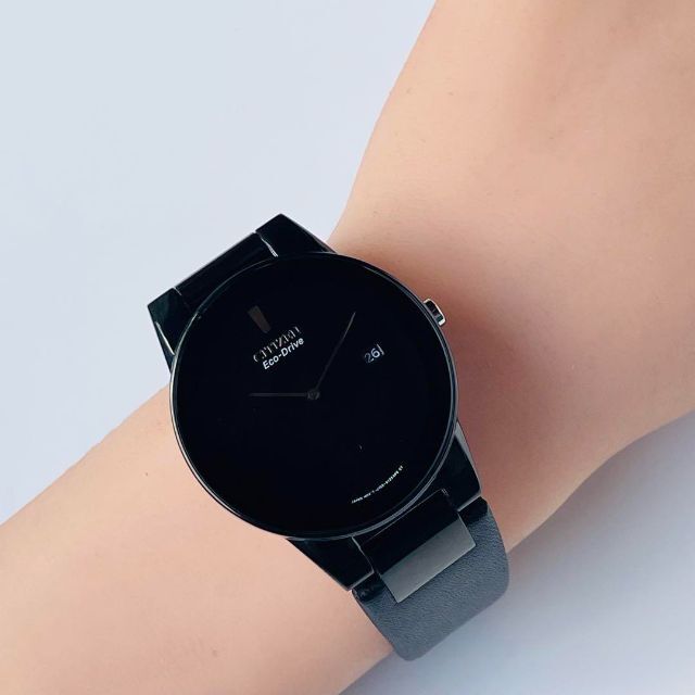 CITIZEN(シチズン)の【新品未使用】シチズン/ソーラー電池/メンズ腕時計/ブラック/レザーバンド メンズの時計(腕時計(アナログ))の商品写真