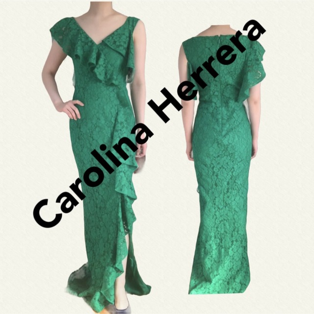 歓迎会CAROLINA HERRERA（）キャロリーナヘレラ ロングドレス　緑