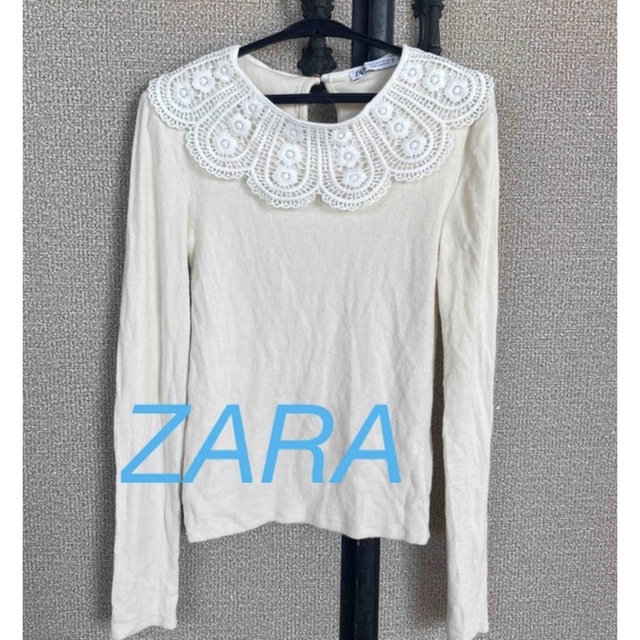 ZARA(ザラ)のZARA【即納】ザラ トップス カットソー レース 襟付き プルオーバー 重ね着 レディースのトップス(カットソー(長袖/七分))の商品写真