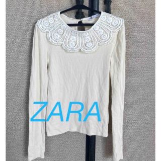 ザラ(ZARA)のZARA【即納】ザラ トップス カットソー レース 襟付き プルオーバー 重ね着(カットソー(長袖/七分))