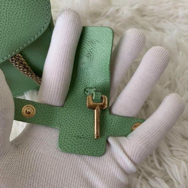 美品【FURLA フルラ】メトロポリス ショルダーバッグ 鍵付き 緑 希少