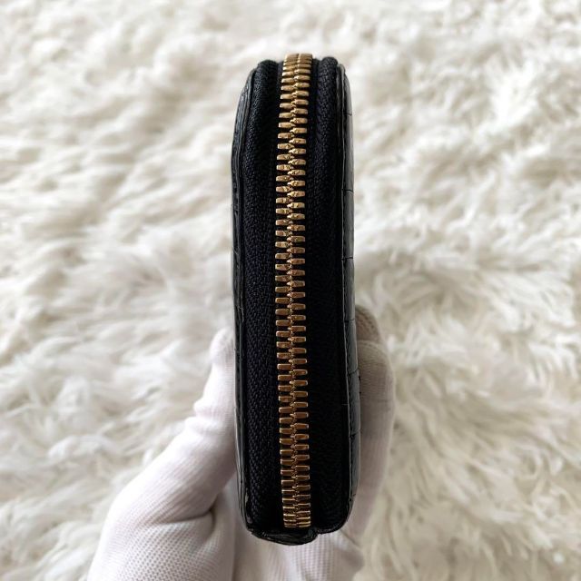 希少 クロコダイル【池田工芸 IKEDA】長財布 ラウンドジップ 黒 激レア-