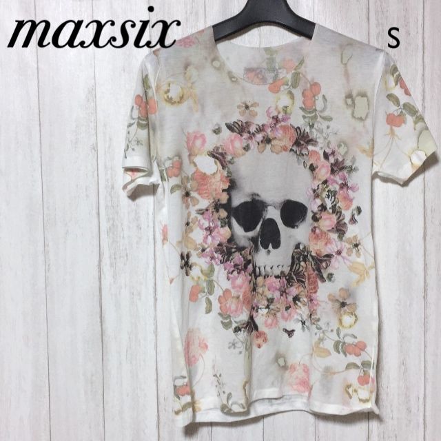 maxsix Tシャツ S/マックスシックス フラワースカル カットソー