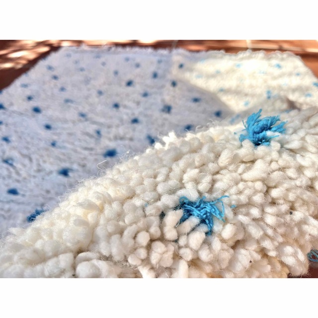 モロッコ ラグ ベニワレン　ドット ブルー　カーペット　絨毯