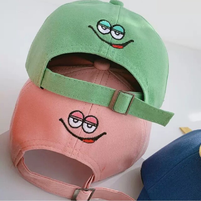 キャップ 帽子 キッズ 子供 ロゴ 男女兼用 韓国 48-52㎝ ピンク - キャップ