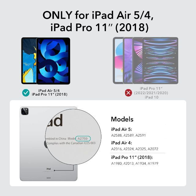 ESR iPad Air 第5世代 ケース(2022) マグネットス吸着式 iP