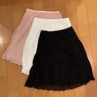 【値下げしました】シフォンプリーツスカート3点セット(ピンク・白・黒)(ひざ丈スカート)