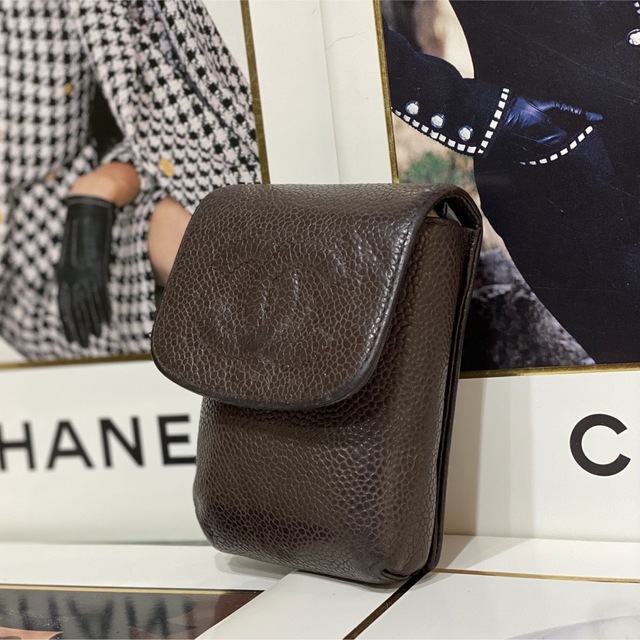 CHANEL - VINTAGE CHANELキャビアスキン シガレットポーチ ココマーク
